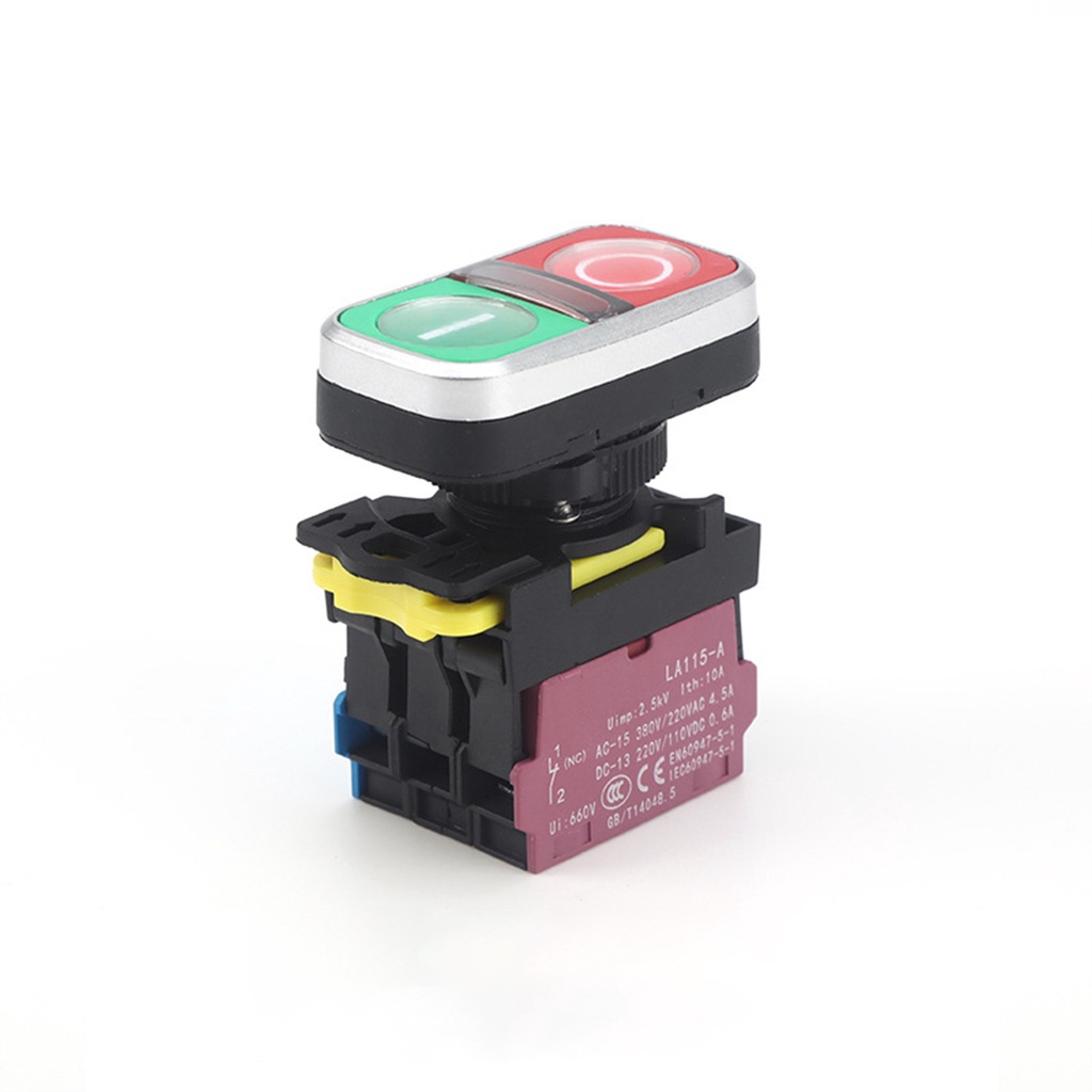 SALE ABILKEEN 22mm Dual Button Industrial Control Push Button Momentary Type Push Button with LED Li