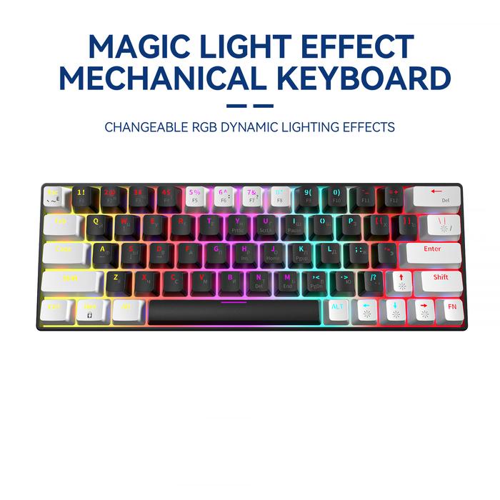 ZIFRIEND KA646 63 tombol, Keyboard mekanis lampu latar RGB, sakelar biru dan merah antarmuka tipe-c