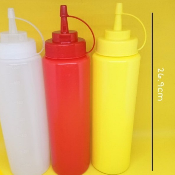 (Good) Botol Sauce JD-BSD24 Yellow,Clear,Red Kap: 24oz