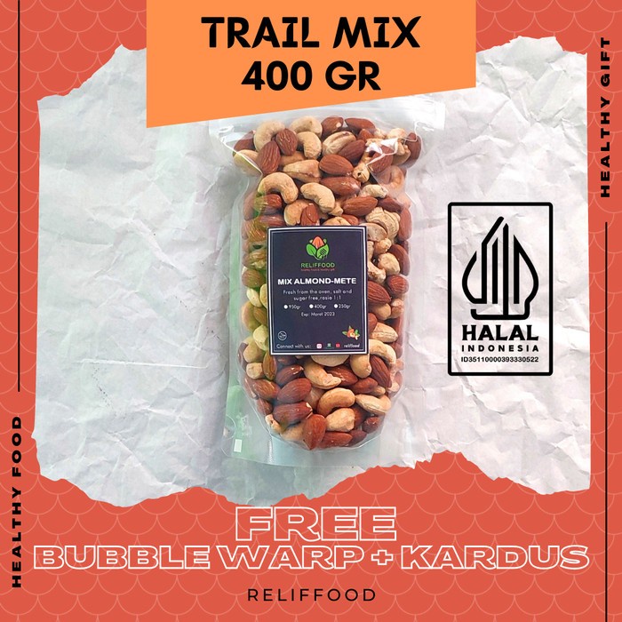 

(Good) MIX KACANG ALMOND DAN METE PANGGANG 400 GRAM MIXED NUTS - TRAIL MIX