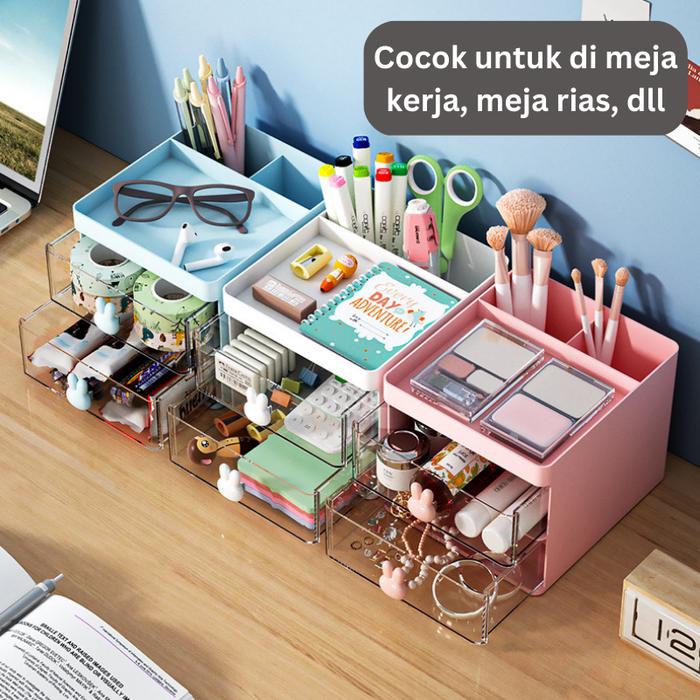 JTTOP" MUZY RAK KOSMETIK LACI TINGKAT LACI SUSUN RAK MINI AESTHETIC LACI MEJA KANTOR KOTAK