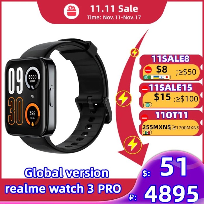 Global Version Realme Watch 3 Pro Smart Watch 1.78'' Display Blood