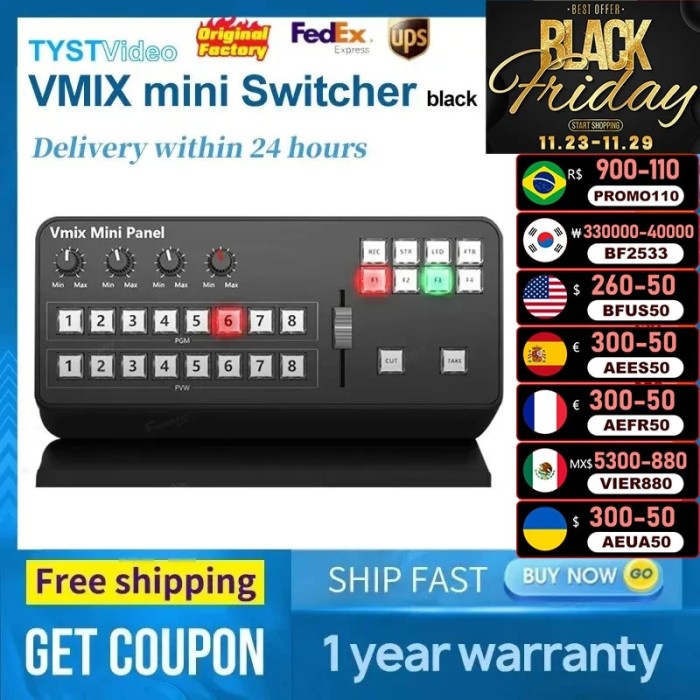 TYST Video Vmix Mini Director Switcher Control Panel MIDI2.0 Video