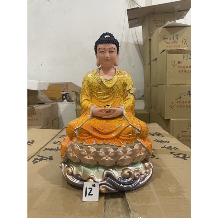Patung Buddha Sakyamuni/ Seciamonifo/Amitabha 12 Inch Resin
