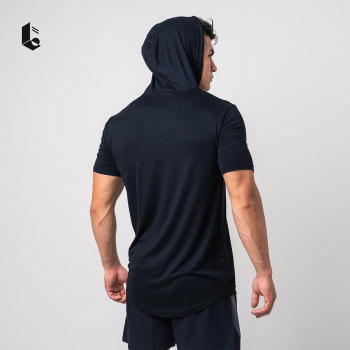 Hoodie Lengan Pendek Olahraga Pria Short Sleeve Kaos Jaket Sport Polos Sweatshirt Gym Fitness