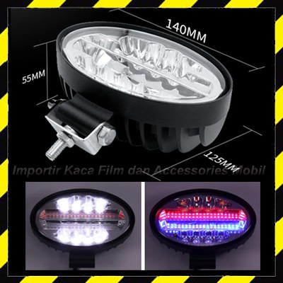 PREMIUM Lampu Kabut Oval LED Strobo Flashing Fog Lamp Mobil Worklight Sorot Foglamp Tembak 12V