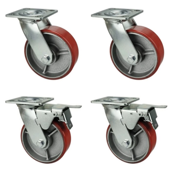 

Roda Caster Troli Pu Merah 6 Inch Taiwan Heavy Duty Set (Hidup & Rem)
