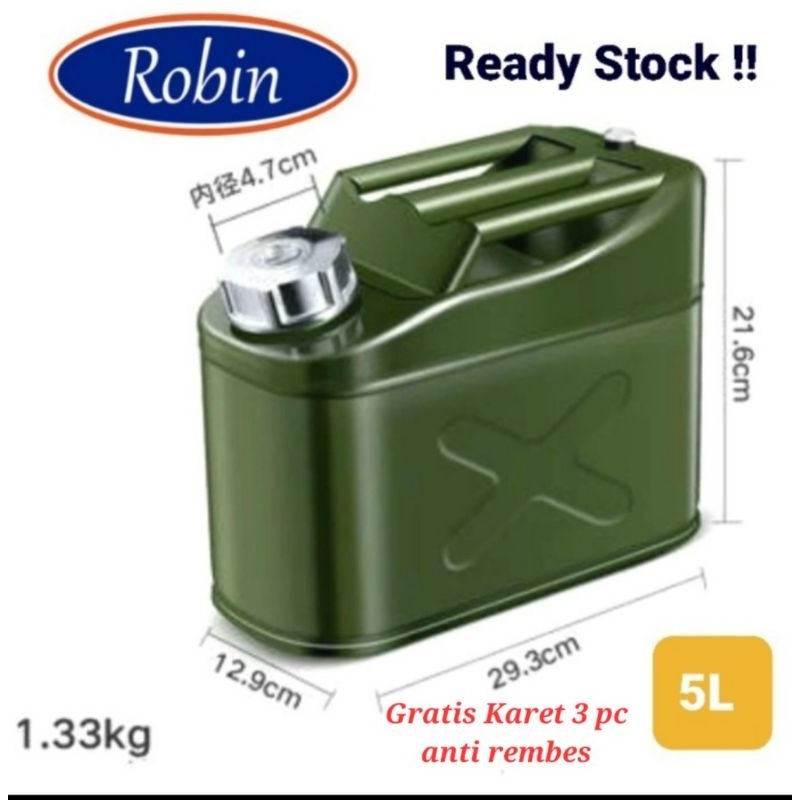 Jerigen besi army bensin solar Jerry can steel 20L 10L 5L