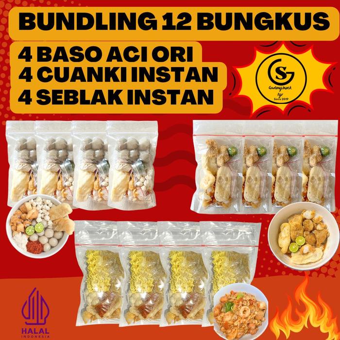 

BUNDLING 12 [ 4 BUNGKUS SEBLAK INSTAN,4 BASO ACI,4 CUANKI INSTAN] Food Kaldu Instan Pedas Makanan