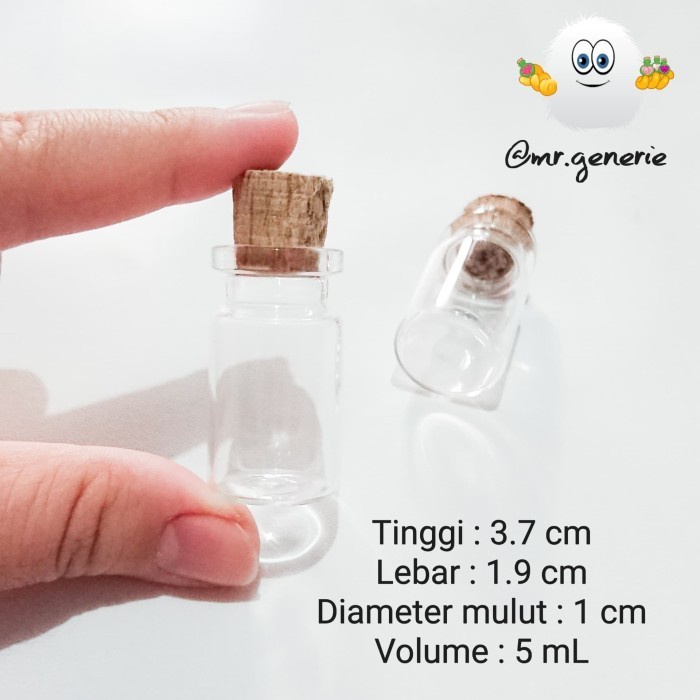 (GoodSeller) botol kaca mini tutup kayu gabus 5ml / vial parfum /bottle charm kecil