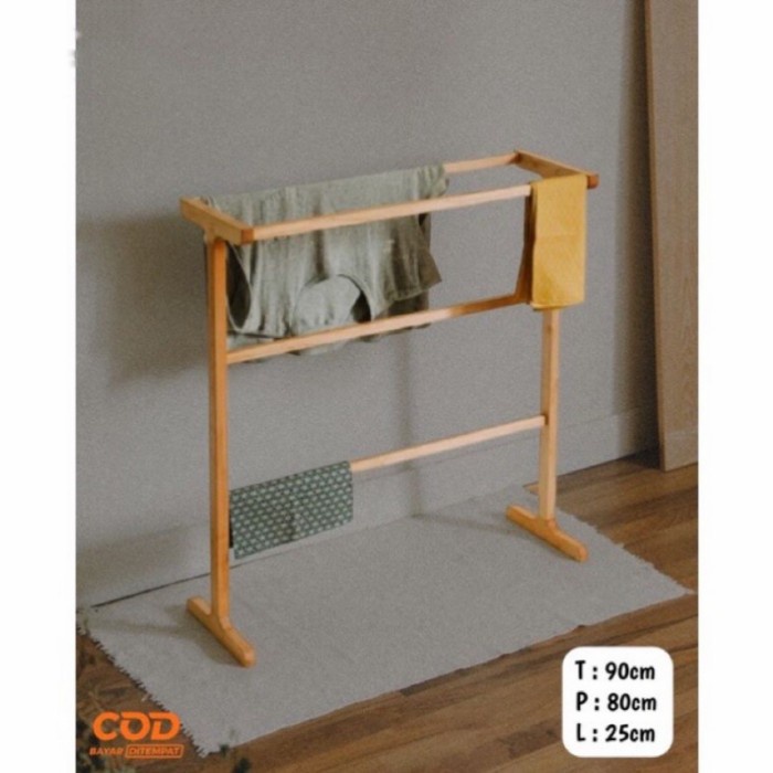 RAK HANDUK KAYU MINIMALIS JEMURAN HANDUK KAYU AESHTETIC