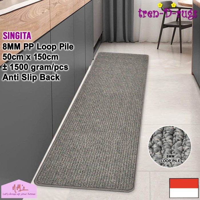 Tren-D-Rugs Karpet Keset Salur Polos Dapur Panjang Anti Slip 50X150