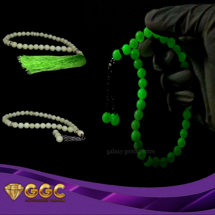 TASBIH BATU FOSFOR 33 BUTIR MENYALA DITEMPAT GELAP