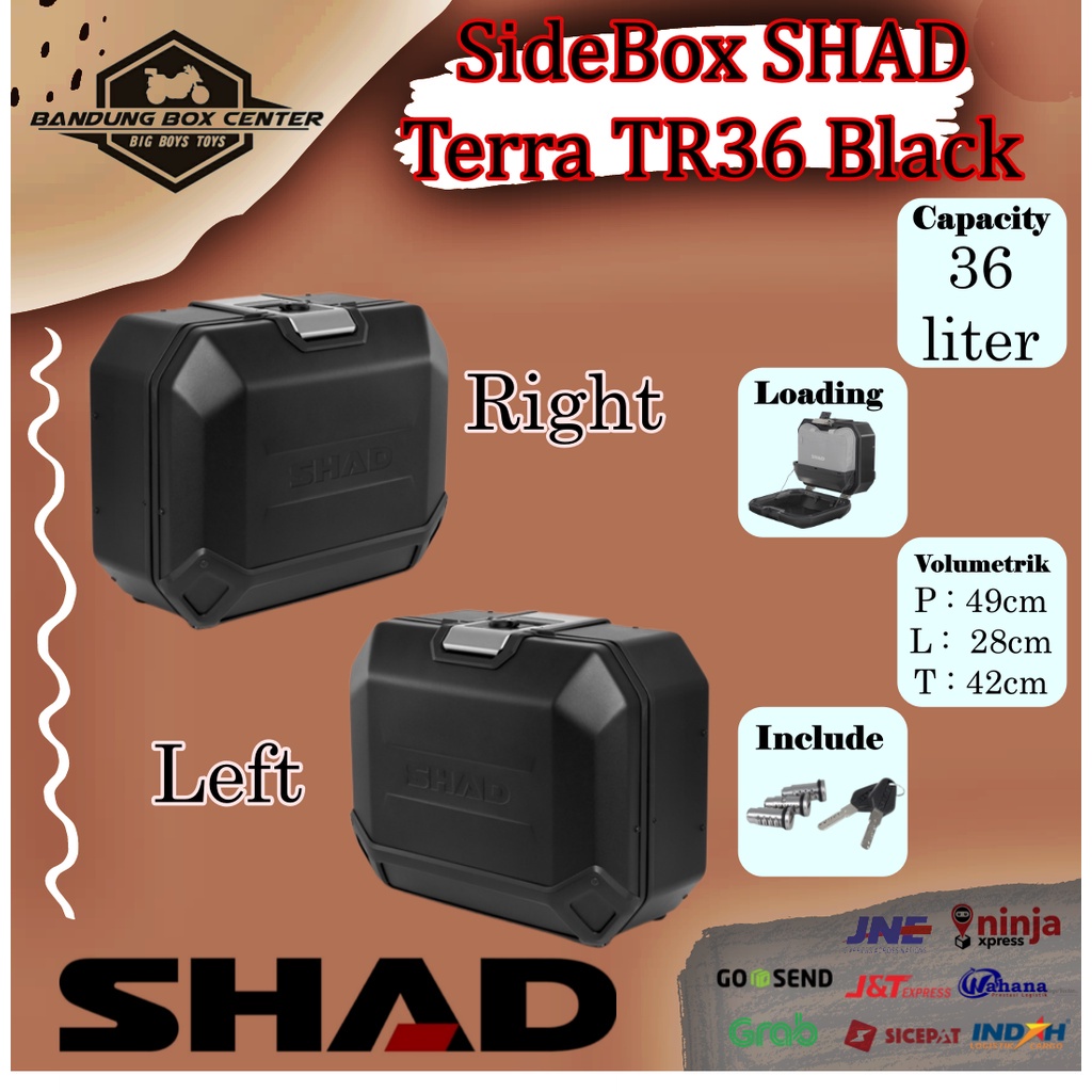SideBox Shad Terra TR36 Black Side Box Terra TR 36 Box Panier Box Almunium Shad Terra TR36 Hitam Box