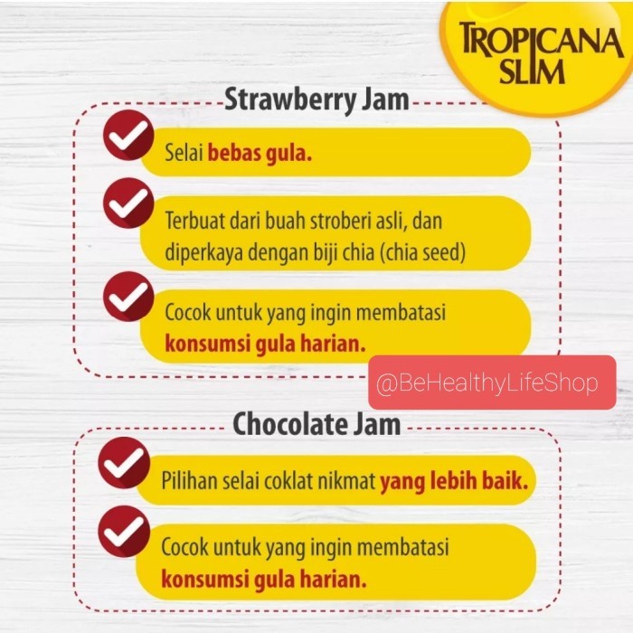 

(BestSeller) Selai Tropicana Slim Chocolate Spread / Strawberry Spread 300 gr