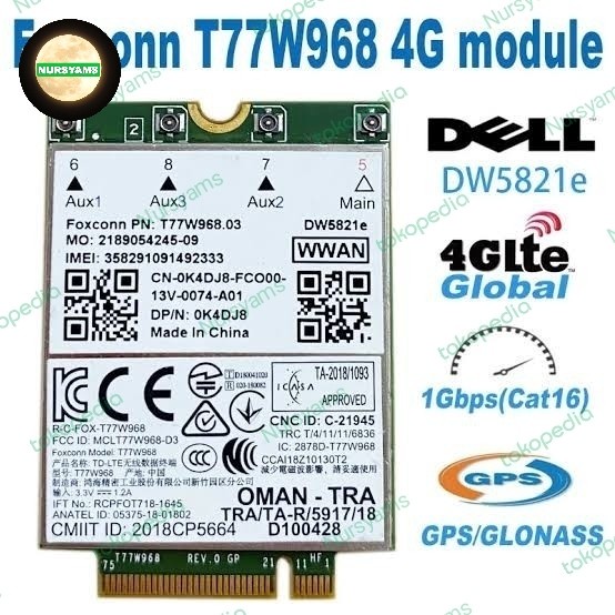 Dw5821E Lte Cat16 Wwan Card Module Modem Rakitan