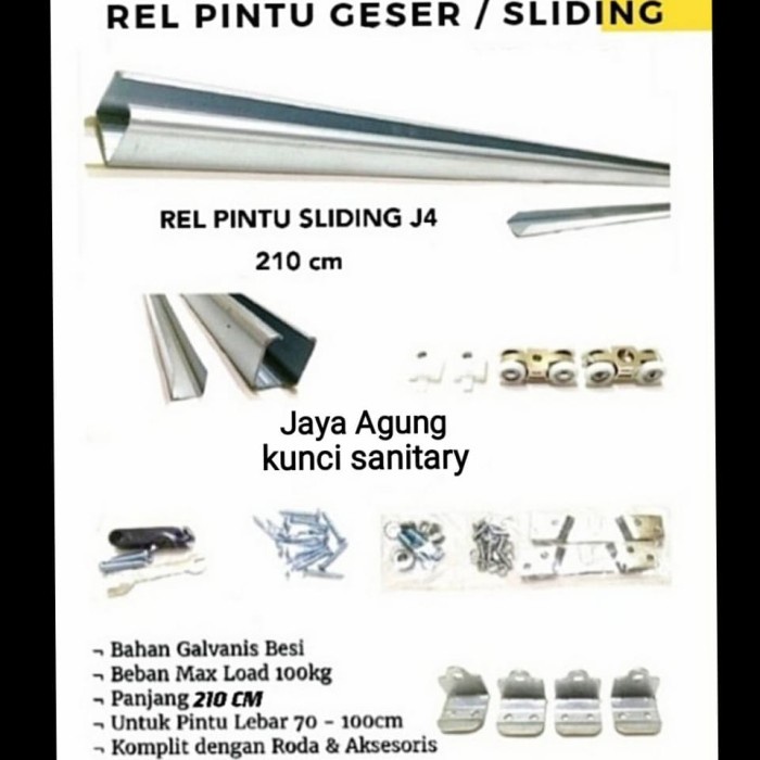 Rel Pintu Sliding/Track Rail Sliding Pintu Geser Galvanis 2,1Meter