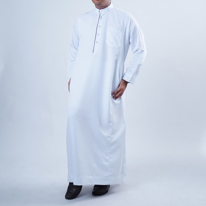 Abiyu Baju Gamis Jubah Lengan Panjang Jubah Pria Dewasa Putih