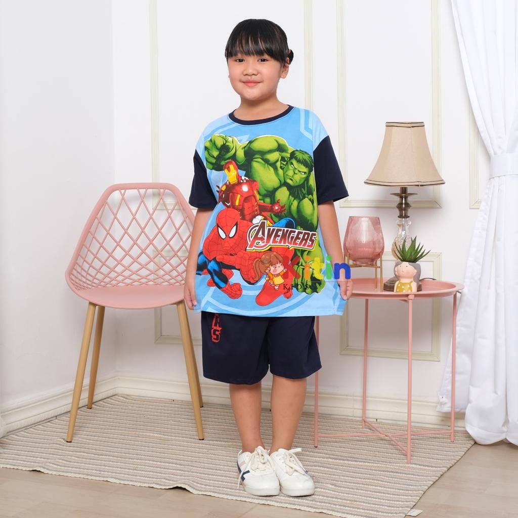 Promo Ok - Setelan Baju Harian Dan Main Anak Cowok/Laki Laki Jumbo 3-12 Tahun Bahan Katun Premium