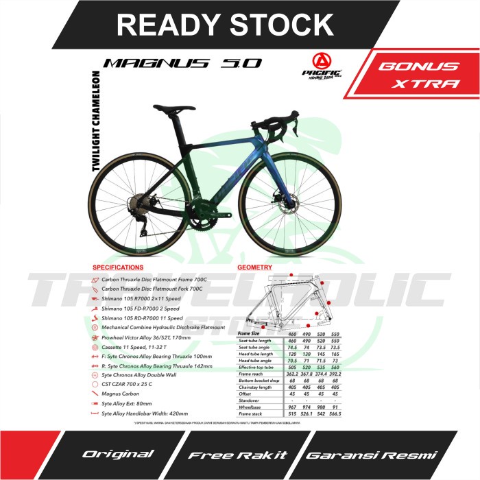 Paling Laris Sepeda Balap Road Bike Pacific Magnus 5.0 Carbon 700 X 25C (2X11-Mh)