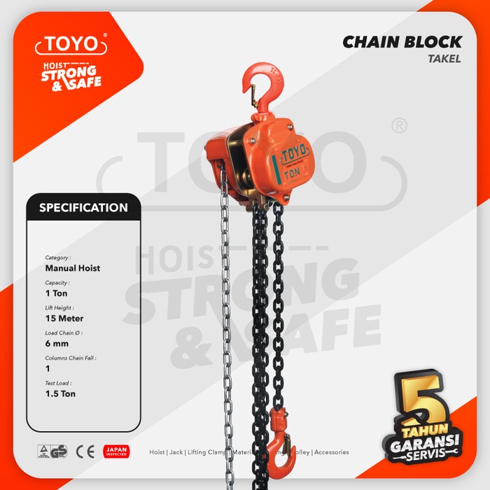Chain Block / Takel 1 Ton x 15 Meter TOYO