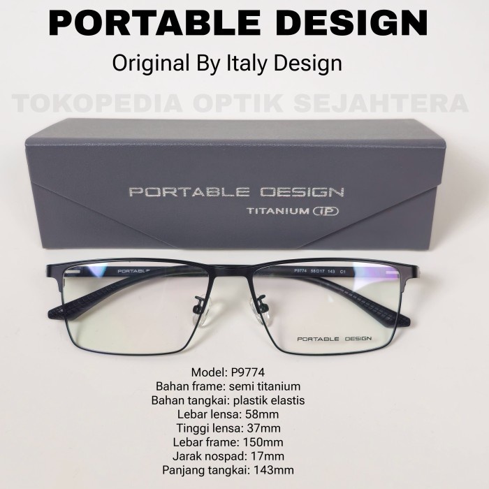*TOP* FRAME KACAMATA ORIGINAL PORTABLE DESIGN SEMI TITANIUM LEBAR 150MM