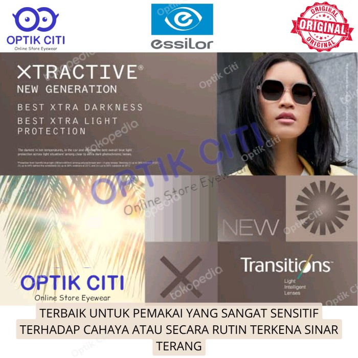 *TOP* LENSA TRANSITION XTRACTIVE NEW GENERATION ESSILOR ORIGINAL 100%