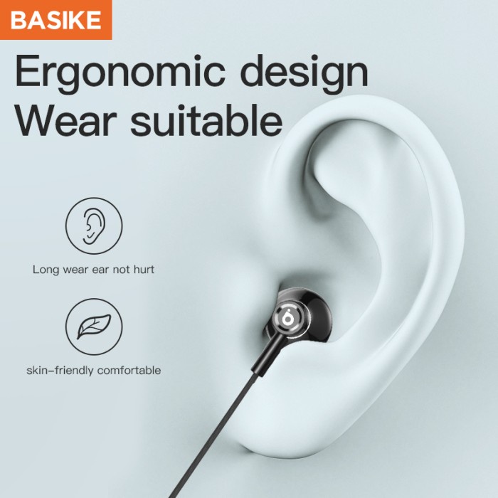 [ans] - earphone BASIKE Asli HIFI super bass mikrofon HD kontrol cerdas