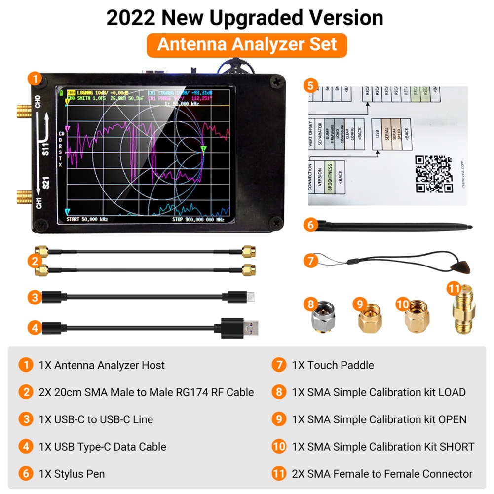 2.8 Inch Tft Monitor Vector Network Analyzer Mf Hf Vhf Uhf Vector Network Analyzer Tester With Sd