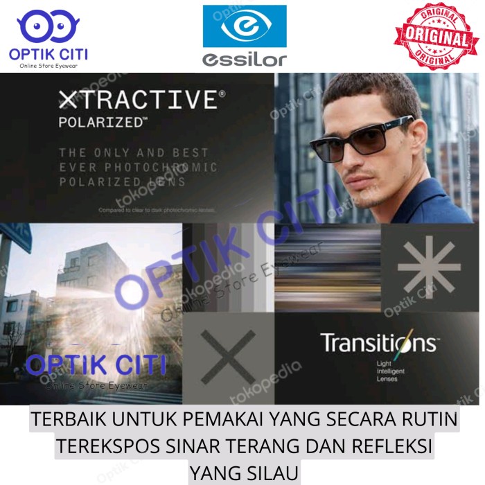 *TOP* LENSA TRANSITION XTRACTIVE POLARIZED CRIZAL ESSILOR ORIGINAL 100%