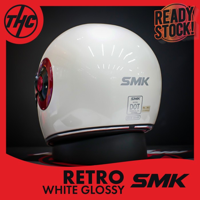 Helm Smk Retro White Glossy Full Face Helmet Smk