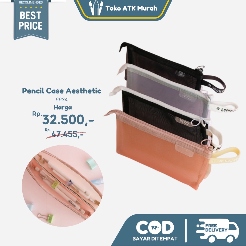 

Tempat Pensil Transparan Two Tone 6634 / Pencil Case Resleting Pouch