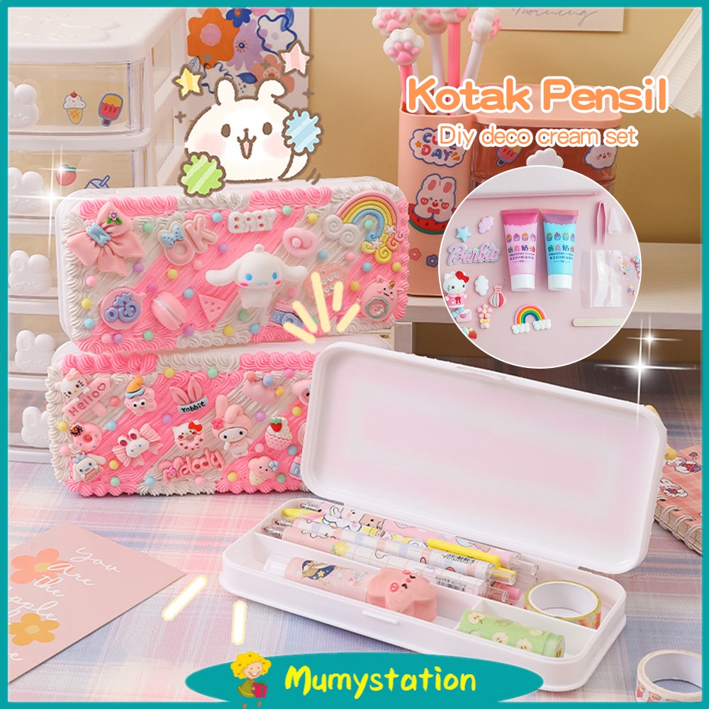 

Mumystation DIY Kotak Pensil Tempat Deco Cream Set Tempat Pensil Korea Lucu