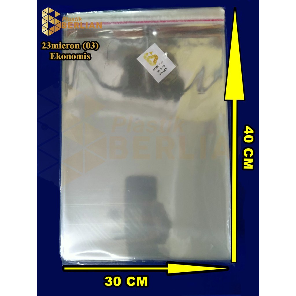 

30 x 40 cm Plastik OPP EKONOMIS 23micron (100 lbr) (lem/seal)