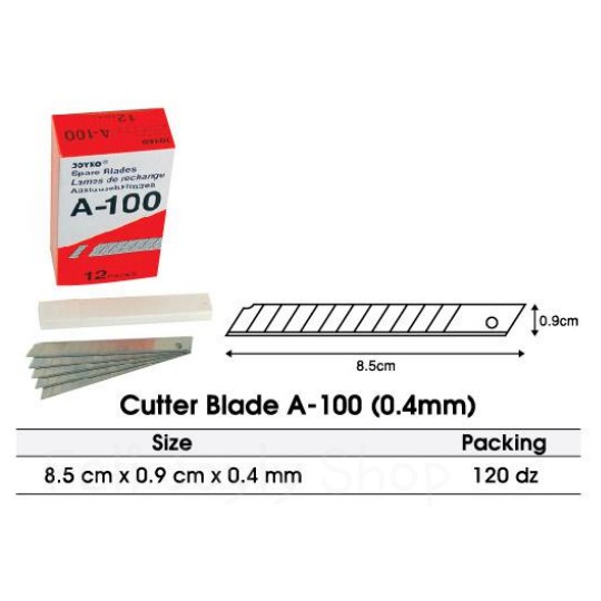 

ISI REFILL CUTTER JOYKO A100 KECIL PEMOTONG KERTAS PISAU ATK MURAH 60 pcs / 12 tubes