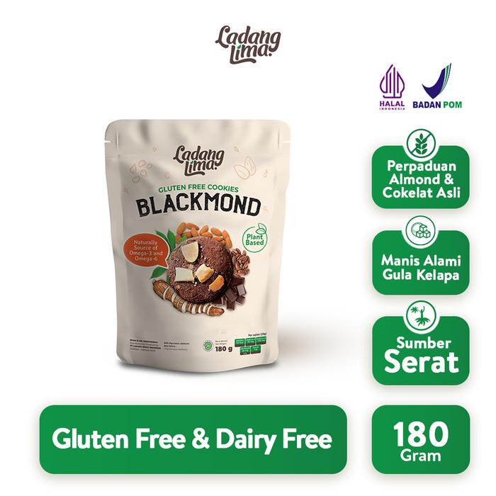 

terbaru !!! 5 pcs - blackmond 180g cookies ladang lima gluten free food snack coklat almond