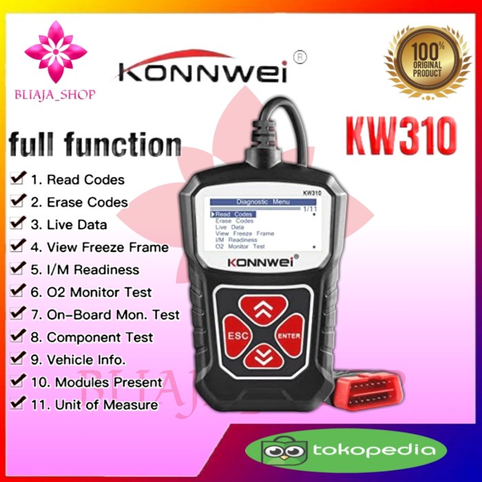 Konnwei Kw310 Alat Scanner Diagnostik Mobil Universal Profesional