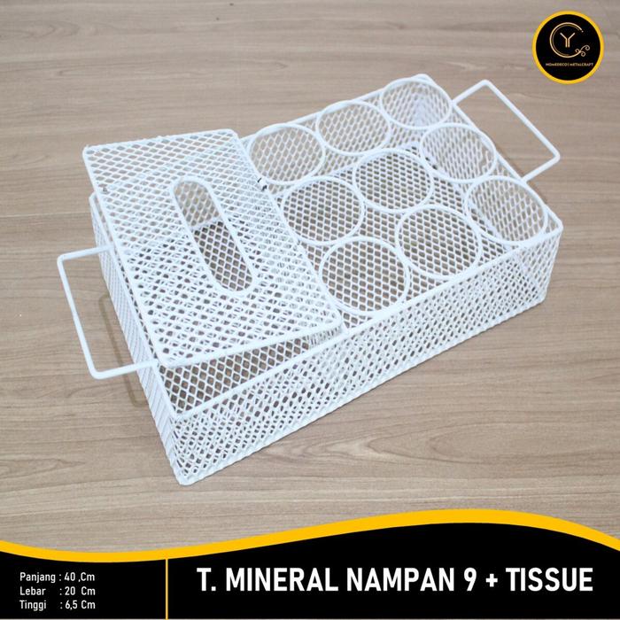 RAK AIR MINERAL - RAK AQUA NAMPAN + TISSUE - RAK BESI TEMPAT MINERAL Gelas