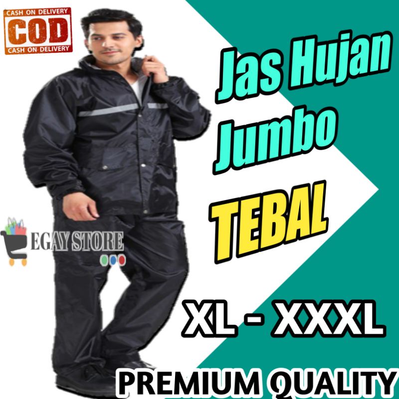 Jas Hujan Pria Jumbo Big Size XXXL XXL XL Dewasa Laki Wanita Set Setelan Besar Orang Gemuk Tebal