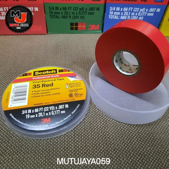 JT READY SCOTCH 35 & 33+ ISOLASI VINYL ELECTRICAL TAPE 19MM X 20,1M WARNA 3 M SCOTCH SOLASI LISTRIK