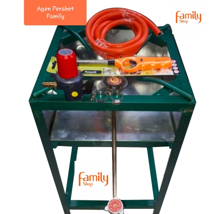 Paket 1 Set Kepala Kompor Mawar 203 + Rangka Regulator Selang Lengkap