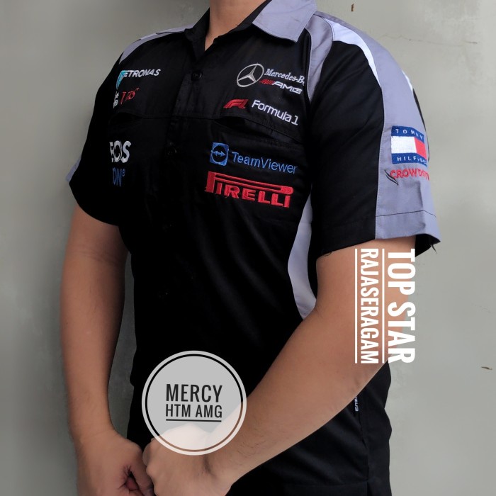Baju Otomotif Mercedes AMG Mercy Seragam Komunitas Kemeja Bordir F1
