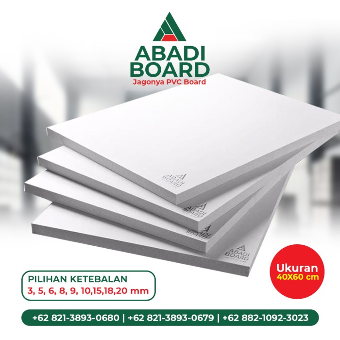 Abadi PVC Board/PVC foam Board 18MM Ukuran 40x60