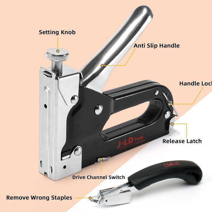 JLD Tool Staples Gun 3 in 1 Staples tembak Heavy Duty Staples Untuk Perekat Papan Kayu Jok Motor