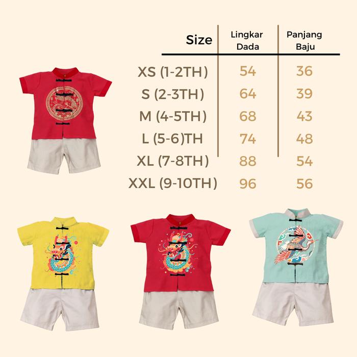 Boy Cheongsam Setelan Imlek Anak laki laki 4 5 6 7 8 9 10 Tahun Set Sincia Baju Imlek