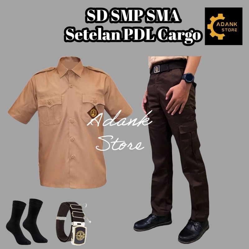 PROMO / Setelan PDL Paket Seragam Pramuka SD SMP SMA SMK Celana PDL Cargo Baju Lengan Pendek