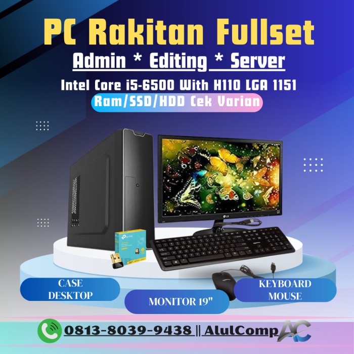 PAKET PC KOMPUTER RAKITAN FULLSET EDITING I5 6500 - CASE SLIM DESKTOP