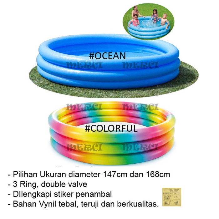 Kolam Karet Bulat Intex Ocean Color Kolam Renang Anak Inflatable Pool