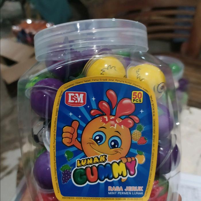 

Permen Gummy @50pcs lunak Bulat Motif Mata , Bola , Buah Buahan - Permen lunak Viral Fruity