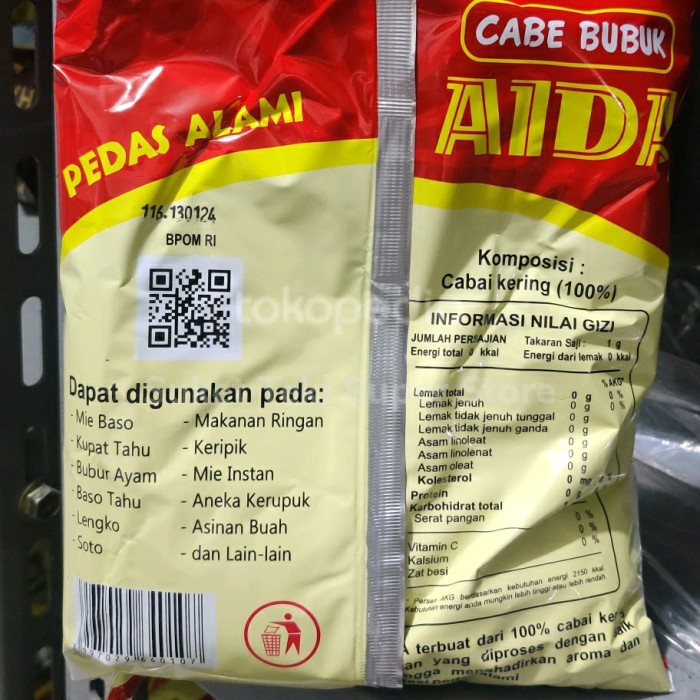 

Cabe Bubuk Giling Aida 500 gr Bumbu Tabur Cabai Asli Premium READY